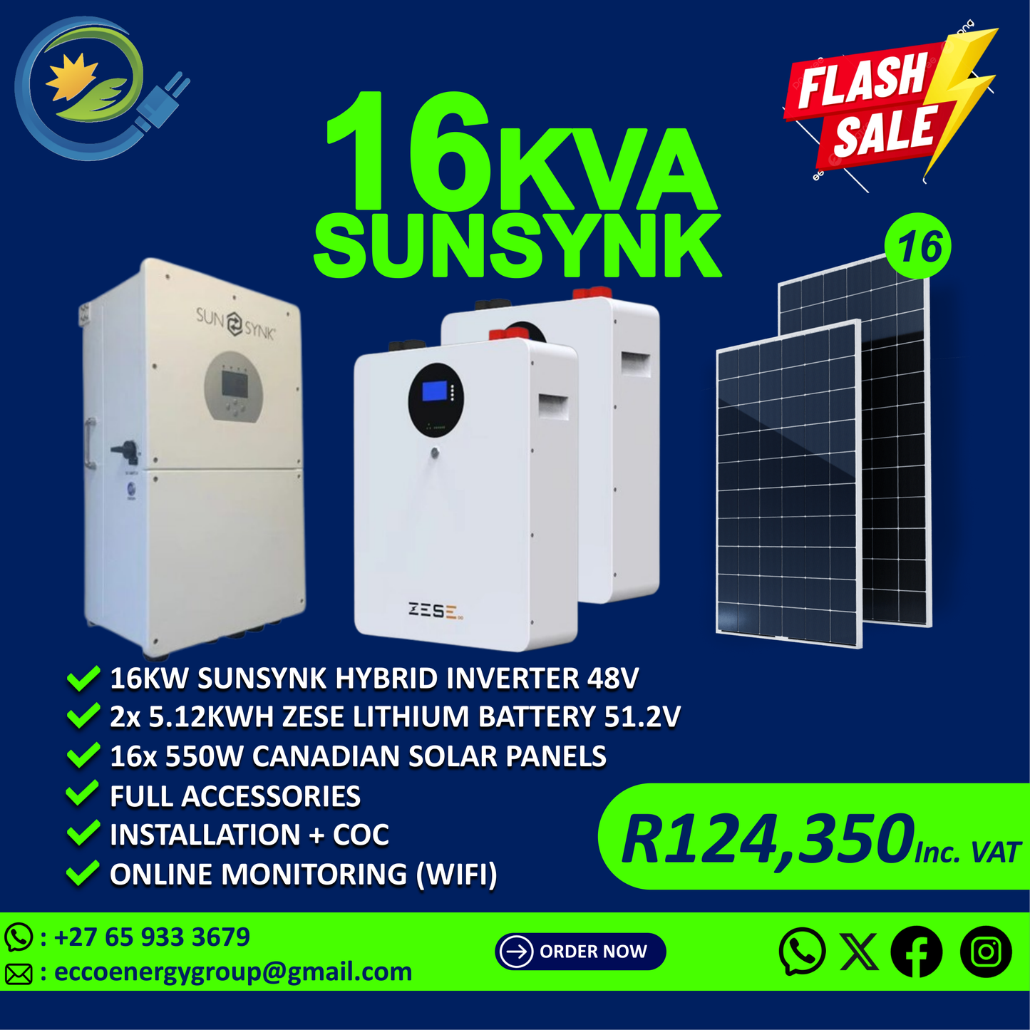 SUNSYNK 16KVA SOLAR KIT
