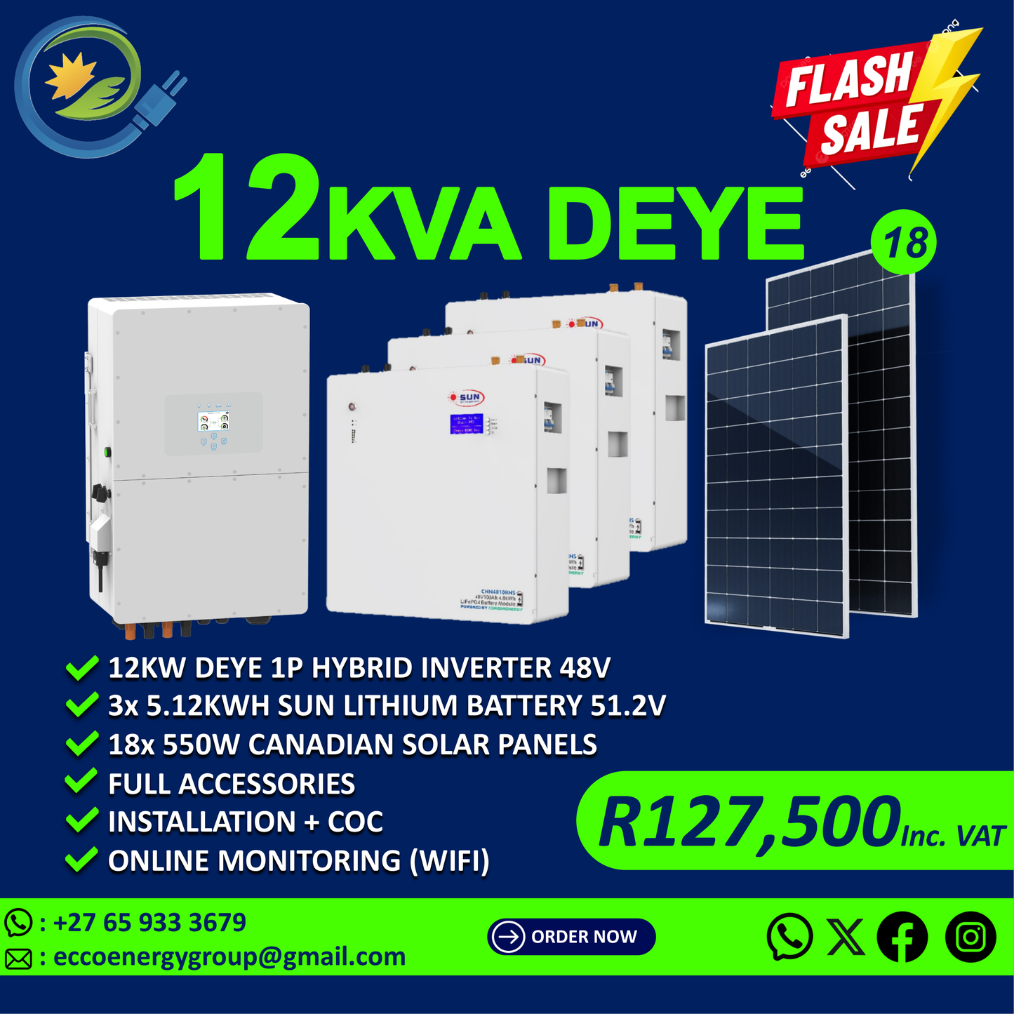 DEYE 12KVA OFFGRID SOLAR KIT