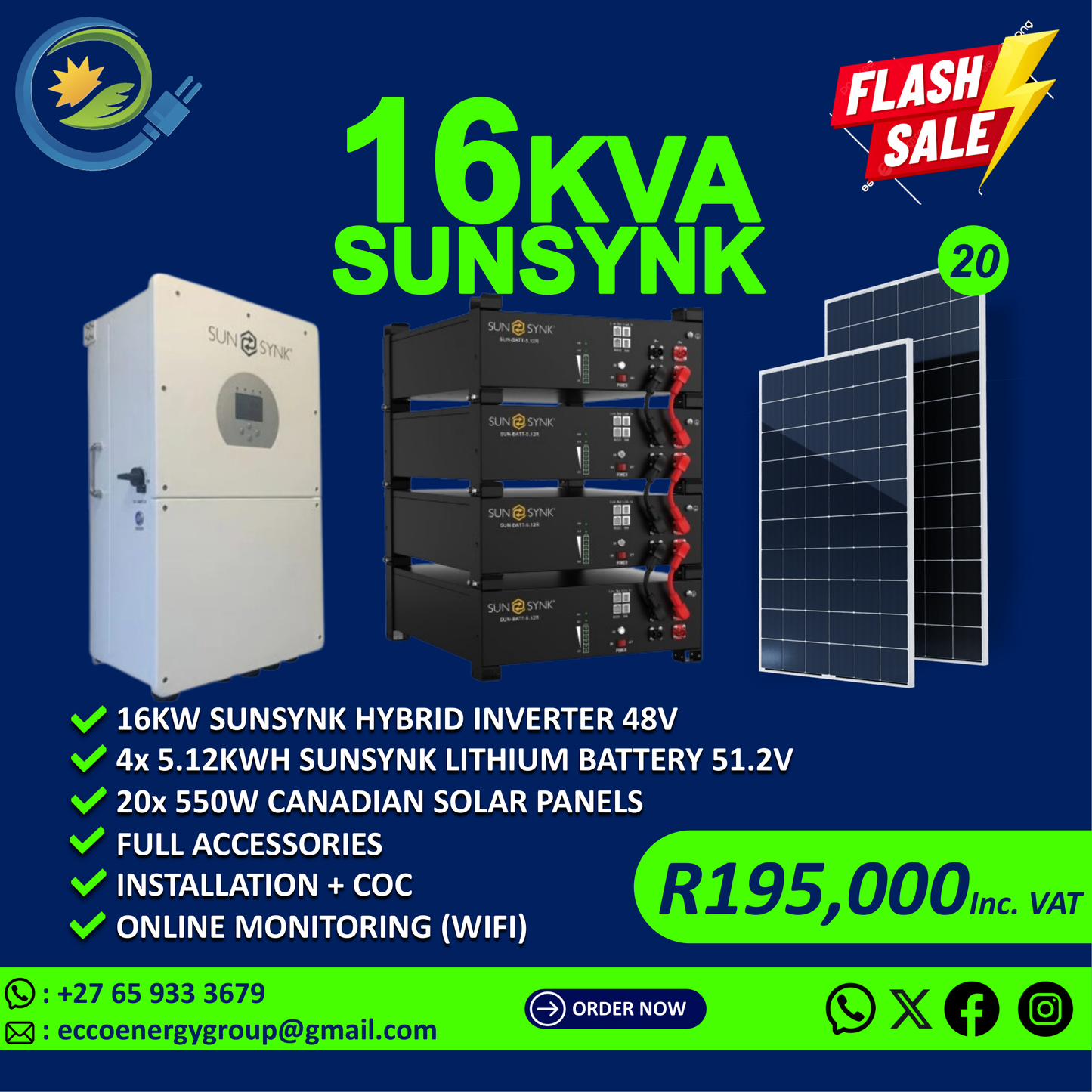 SUNSYNK 16KVA SOLAR KIT