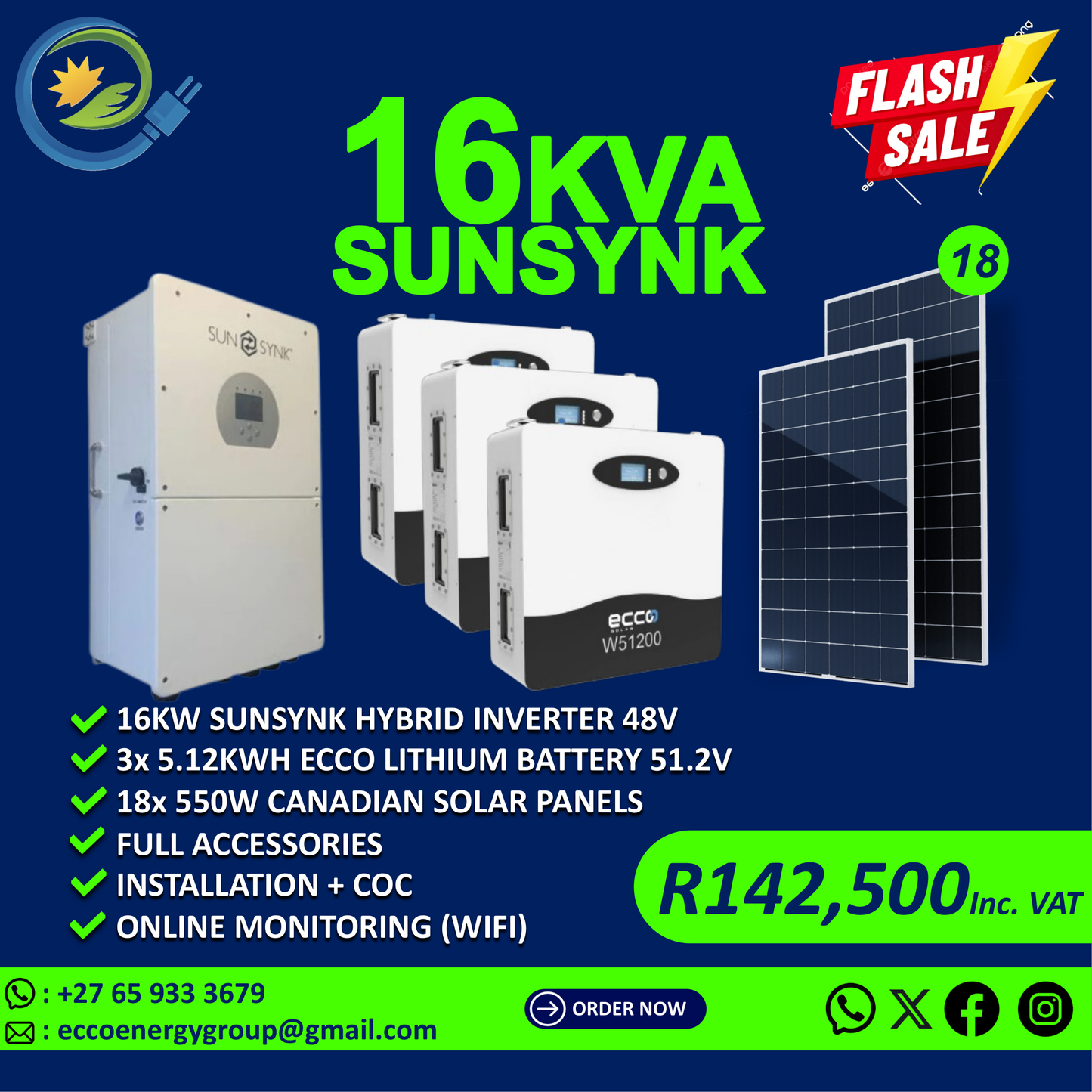 SUNSYNK 16KVA SOLAR KIT