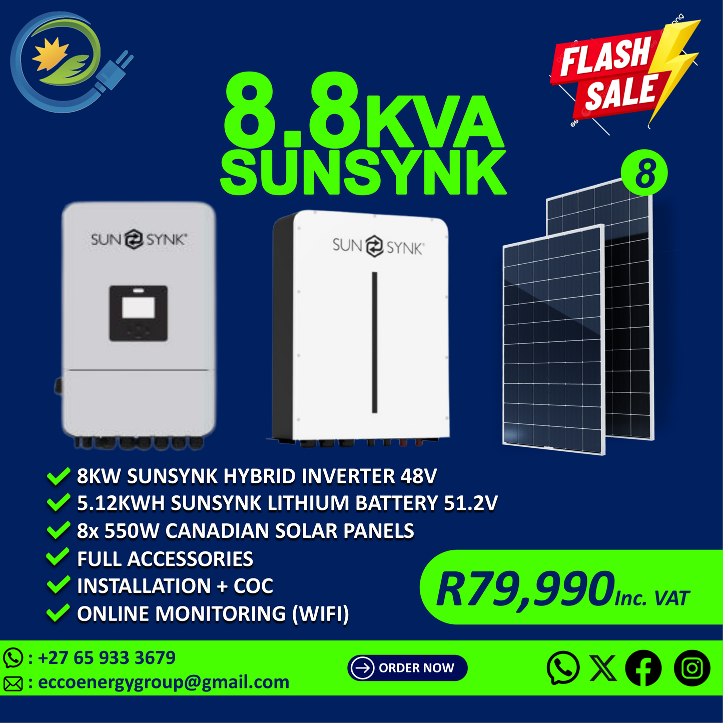 SUNSYNK 8.8KVA SYSTEM