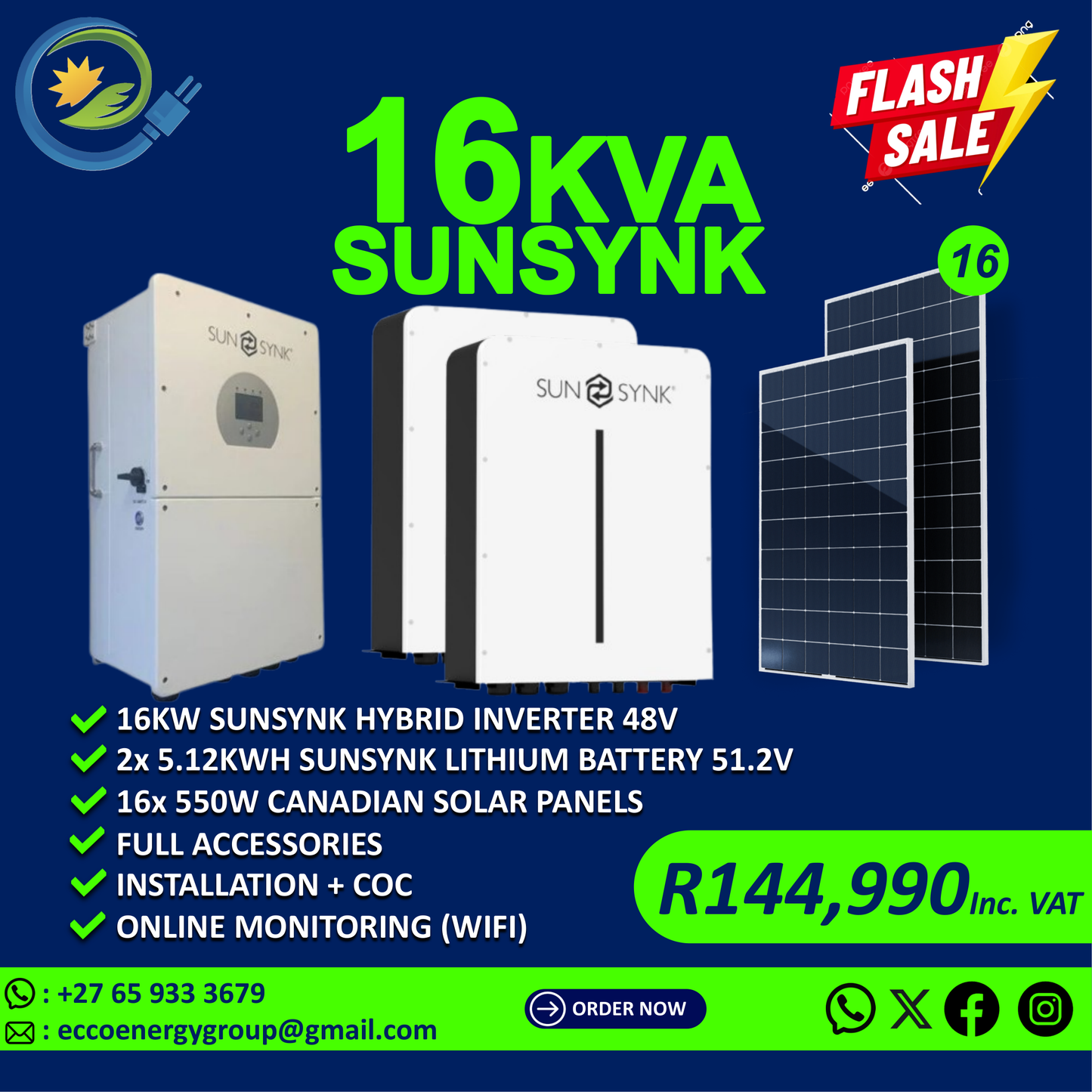 SUNSYNK 16KVA SOLAR KIT