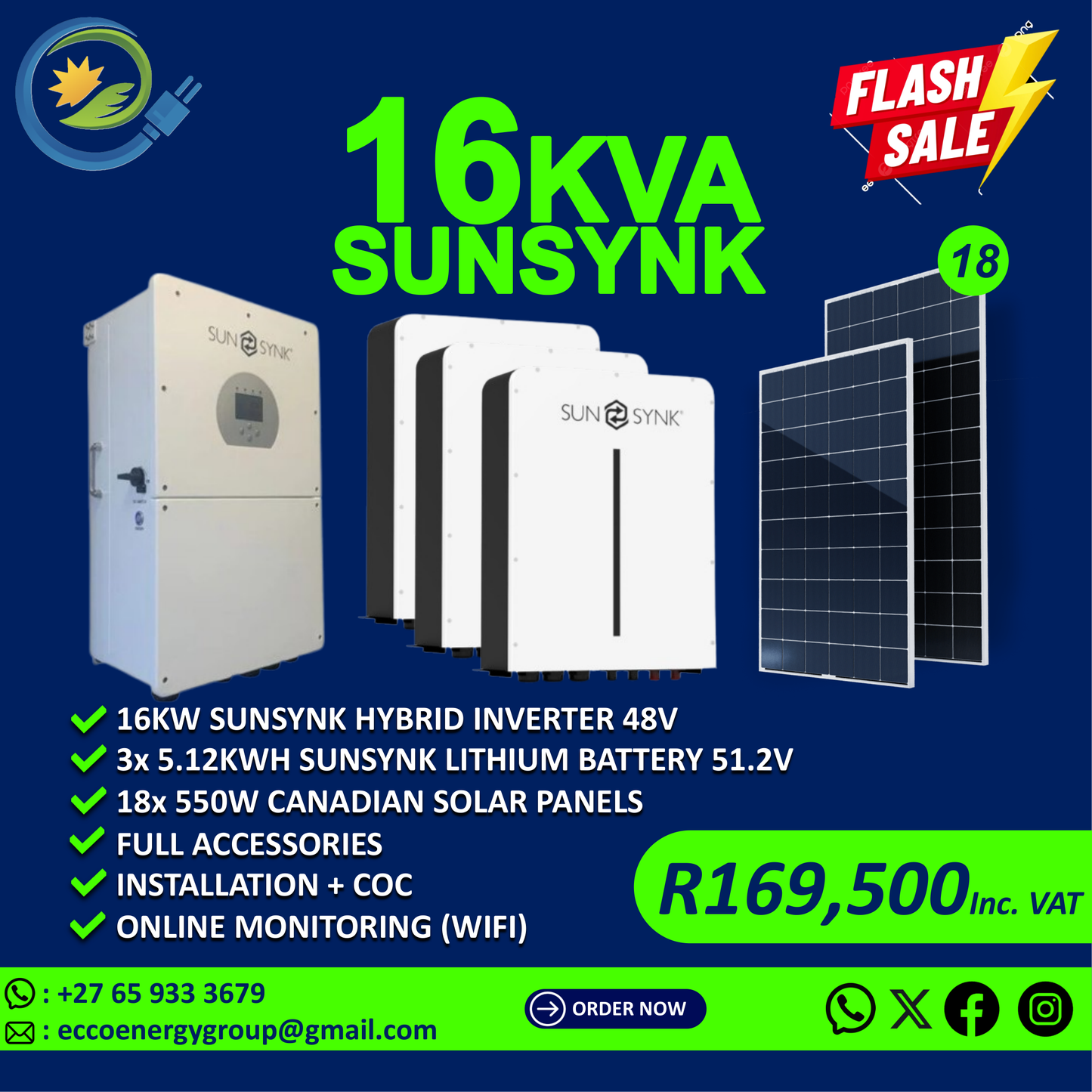 SUNSYNK 16KVA SOLAR KIT
