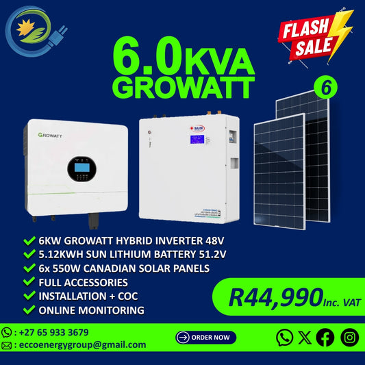 GROWATT 6KVA FULL SOLAR KIT
