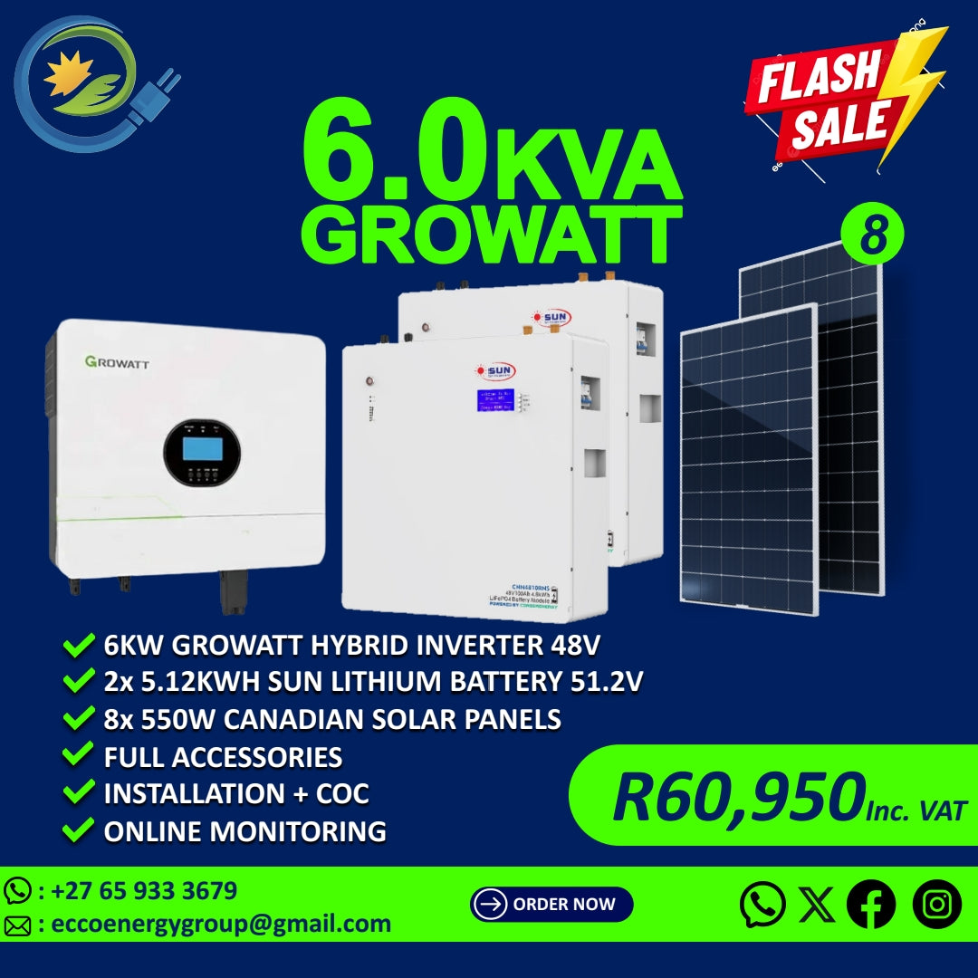 GROWATT 6KVA FULL SOLAR KIT
